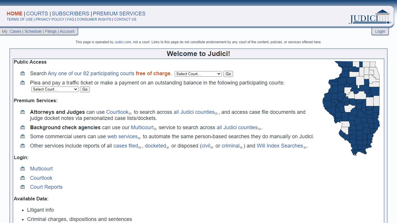 Judici Welcome Page